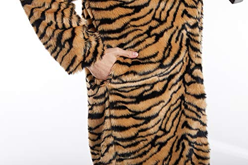 Image of UMREN Mens Warm Leopard Faux Fur Coats Jacket Long Luxury Overwear Parka Cardigans