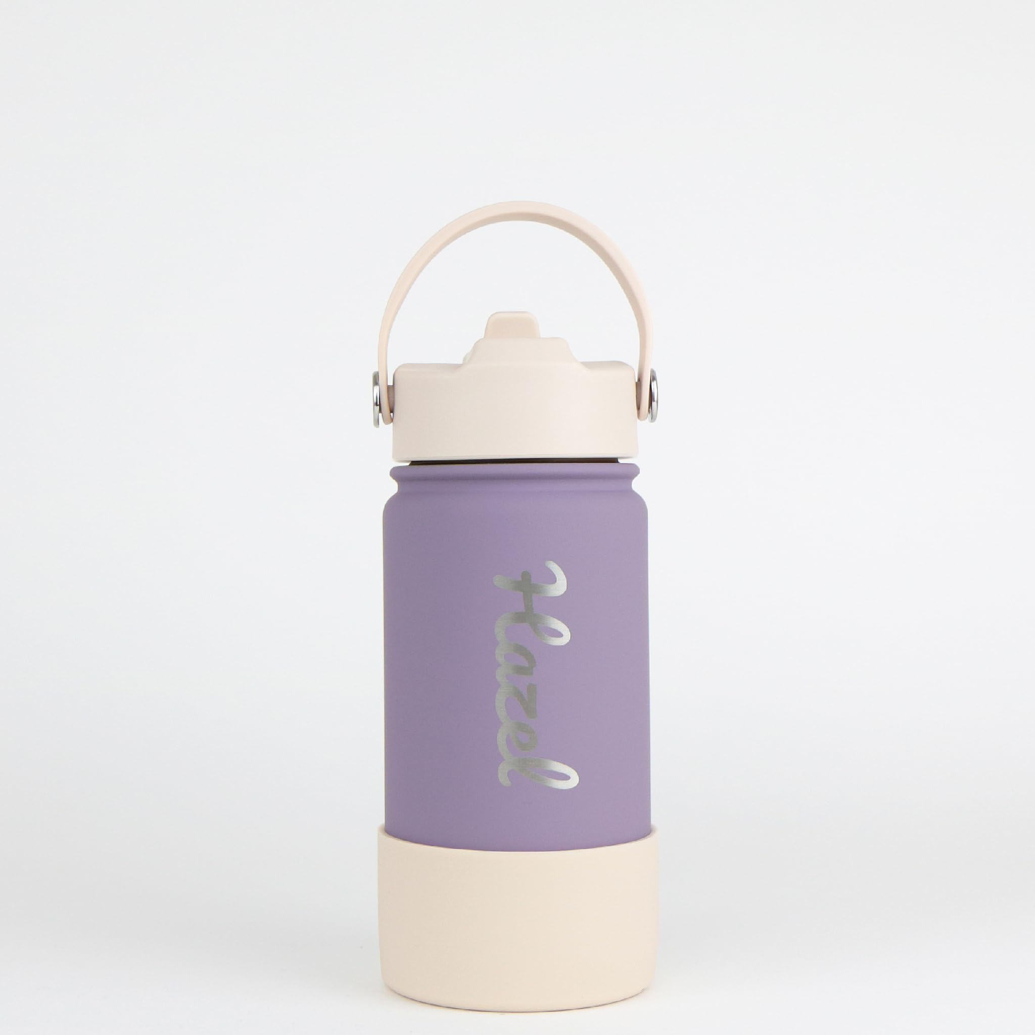 cribstar Personalised Water Bottle, Insulated Stainless Steel, Straw Lid, Laser Engraved Name, BPA Free, Leakproof (Dusty Lavender [Vertical Engraving], 14oz/400ml) — image 1