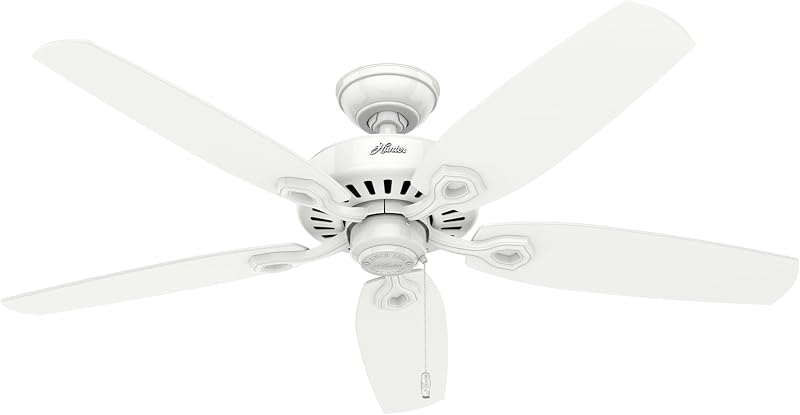Builder Elite, Indoor, Ceiling Fan, No Light, 52 inch, Snow White | Standard Mount, Pull Chain, 5 Blades, For Bedroom, Living Room, Kitchen, 53240