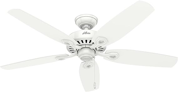 Hunter 52 inch Indoor Ceiling Fan No Light with Pull Chain - White Ceiling Fan without Light, Standard Mount, 5 Blades, For Bedroom, Living Room, or Kitchen - Builder Elite 53240, Snow White