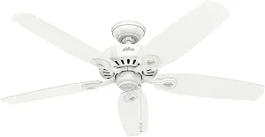  Builder Elite, Indoor, Ceiling Fan, No Light, 52 inch, Snow White | Standard Mount, Pull Chain, 5 Blades, For Bedroom, Living Room, Kitchen, 53240