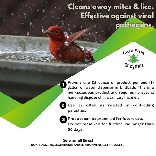 Image of Care Free Enzymes Canary, Finch & Parakeet Bath Protector, 16 oz, Gentle Bird Bath Additive for Pet Birds, Helps Keep Bath Water Clean, Supports Feather Care, Safe for Small Pet Birds