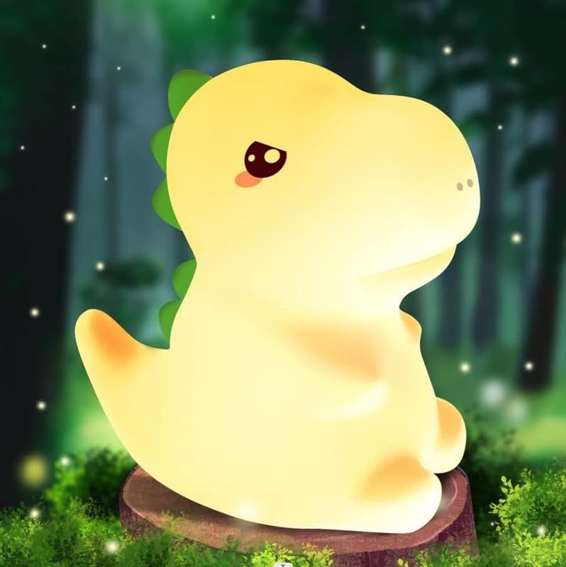 Image of Desidiya Dino Rechargeable Silicone Night Lamp - Dinosaur Night Lamp, Kids Night Light, Nursery Decor, Birthday Gift, Silicone LED Light