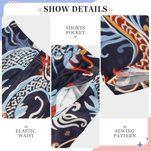 Traditional Chinese Dragon Boys Long Pants Soft Trousers Elastic Waist Kids Lounge Bottoms with Pockets S-XL4