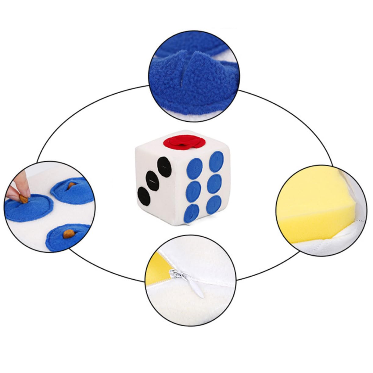 ibasenice Distributeur de Croquettes Forme de Dé Jouet Olfactif Anti-étranglement pour Animaux de Compagnie Distributeur Alimentation Lente