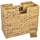 HMF Zeitungsständer, Zeitungskorb geflochten aus Wasserhyazinthe, 2 Fächer, 40 x 20 x 33 cm, Naturfarben