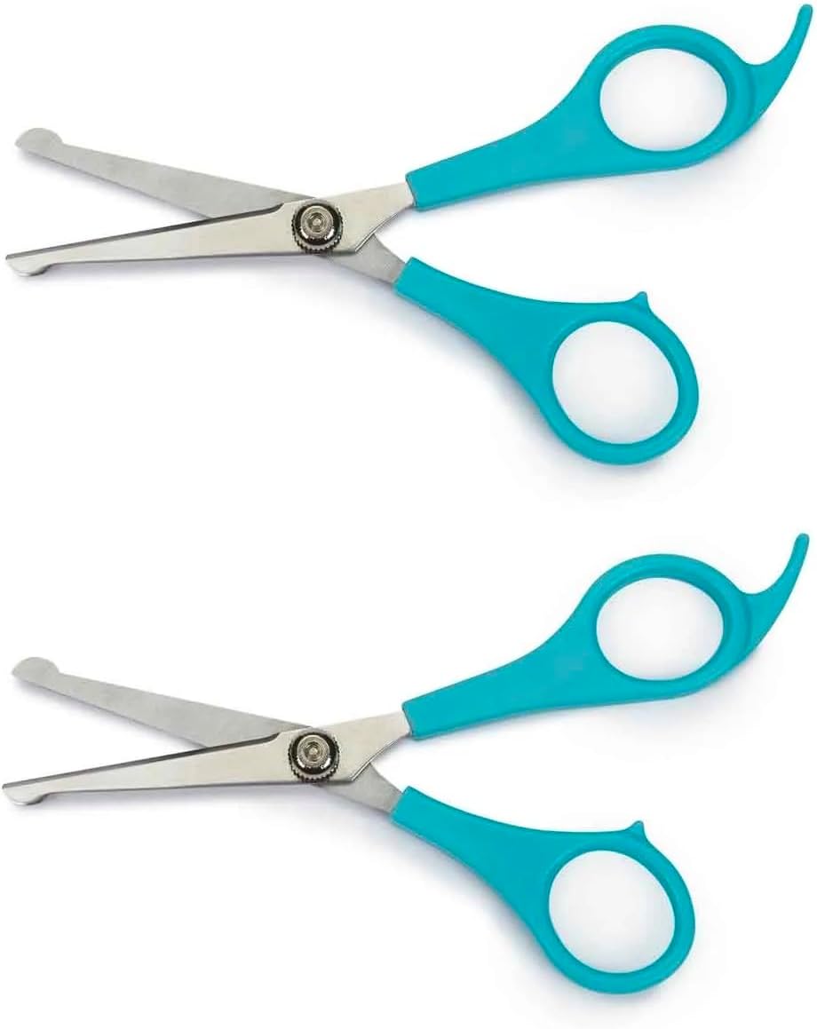 Grooming Scissors 6 Inch Ball Tip Shears Cat Dog Small Pet Delicate Area Protection (2 Tools)