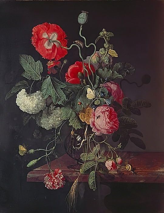 Lienzo decorativo Blumen en Einer Glasvase de 60x90cm para dormitorio