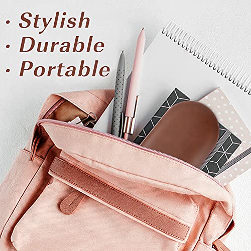Image of MoKo Double Eyeglass Case, Contact Lens Case with Mirror Tweezers Remover, 2 in 1 Double Sided Portable Contact Lens Box Holder Container Soak Storage Kit Sunglasses Pouch for Men & Women, Brown