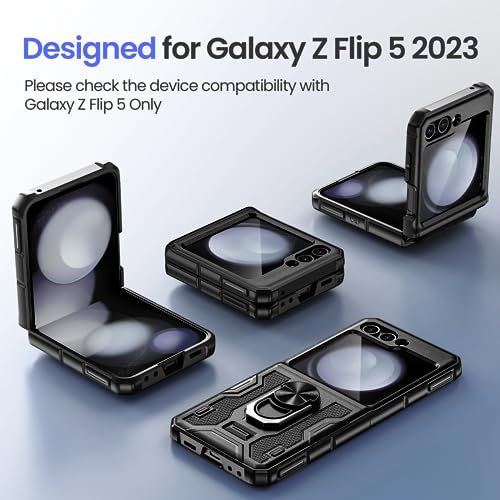 Image of VEGO for Z Flip 5 Case, Samsung Flip 5 Case with Rotate Ring Stand,Black