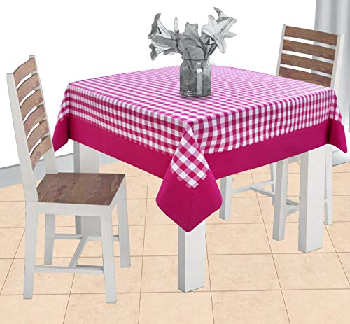 Image of AIRWILL Cotton Checkered Pattern 2 Seater Table Cloth Pack of 1 pc (Pink)