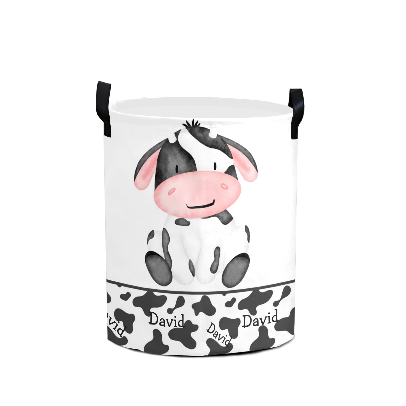 Personalized Laundry Basket, Cow Print Farm Animal Custom Storage Bins Laundry Hamper with Name Collapsible Toys Organizer Option 20