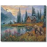 CounterArt Wilderness Retreat 3mm Tempered Glass Cutting Board Manufactured in the USA Serving Board Charcuterie Board 12" x 15"
