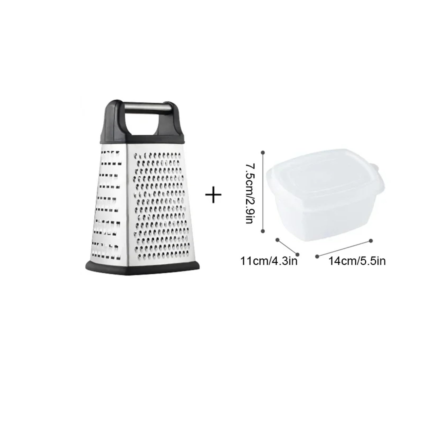 Affettatrice per Verdure, Grattugia for Formaggio a Quattro Lati con Contenitore, affettatrice Multiuso in Acciaio Inox(Large)