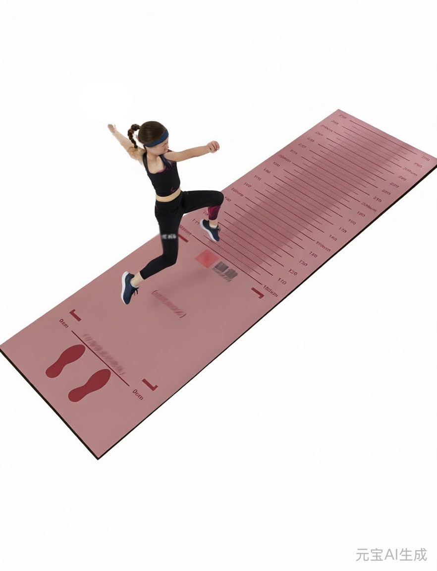 Standing Long Jump Mat Long Jump Indoor Standing Measuring Mat Non Slip Broad Measurement Pad with Storage Bag(Orange,310x90cm/122.05x35.43in)