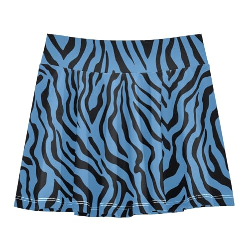 Girls Athletic Skirt 3-12 Years High Waist Tennis Skirts Blue Zebra Stripes for Kids Golf Running Dance Skort