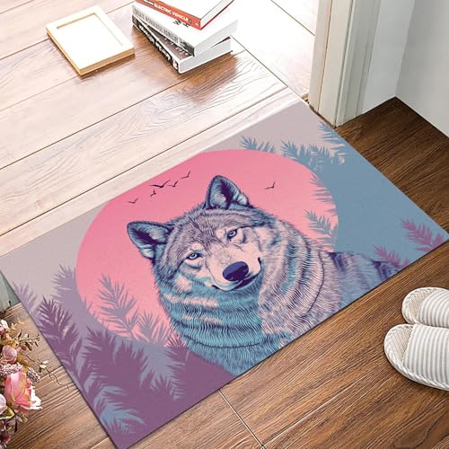 Tapis lavable illustrations rétro loup du ciel paillasson d'entrée - 5
