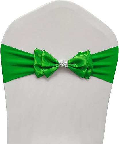 AatT.EASE Bandas de elastano para sillas de boda con lazo para decoración de sillas de boda, bandas de cubierta con lazo para decoración de fiestas
