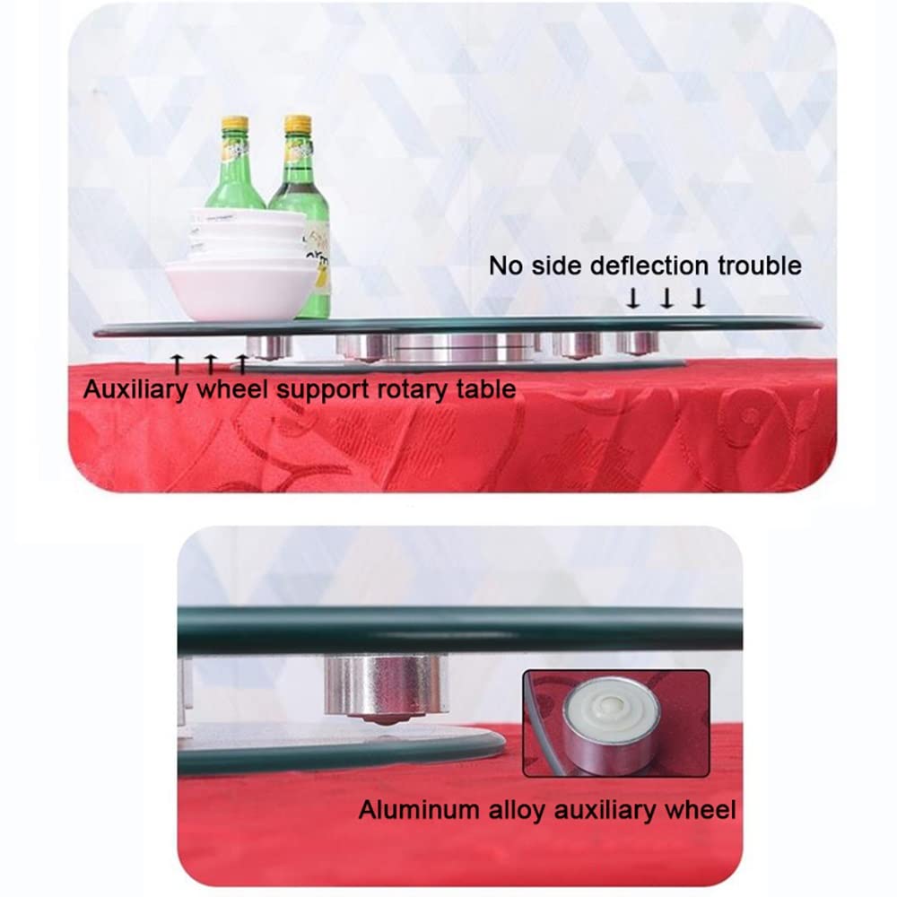 Plato para Servir De Vidrio Templado Lazy Susan Mesa De Comedor Cocina Plato Giratorio De Servir 70/80/90/100cm con Rueda Auxiliar Transparente Redondo (Size : 100cm/40in)