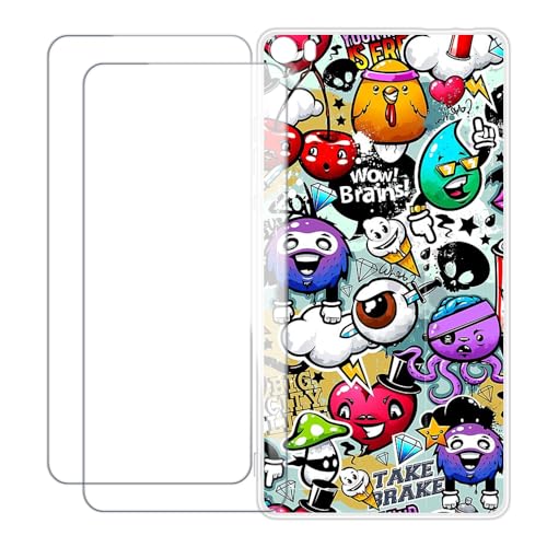 UOGNADGD Compatible with Huawei P8 Max Case Colorful Custom Cover with 2 Pack Tempered Glass Screen Protectors - Shockproof Scratch-Resistant (Graffiti)