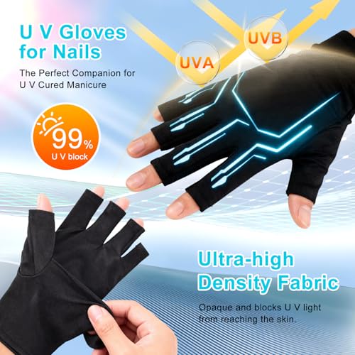 Image of JODSONE U V LED Nail Lamp with Gloves Kit, Nail Dryer for Gel Nails Professional for Home and Salon
