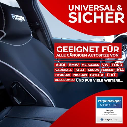 fixcape Neoprene Auto-Sitzschoner Vordersitze - Schoner Autositz vorne - Sitzauflage Auto universal wasserdicht - Werkstatt Sport Hobby (schwarz/grau)