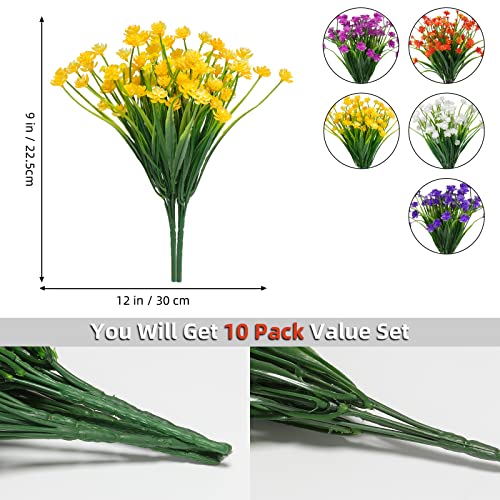 10 Bundles Artificial Flowers Outdoor UV Resistant Fake Flowers Summer Decoration Floral DIY Tables Party Home Greenery Shrubs Plants Home Garden Decor (Mix Colors) image 2