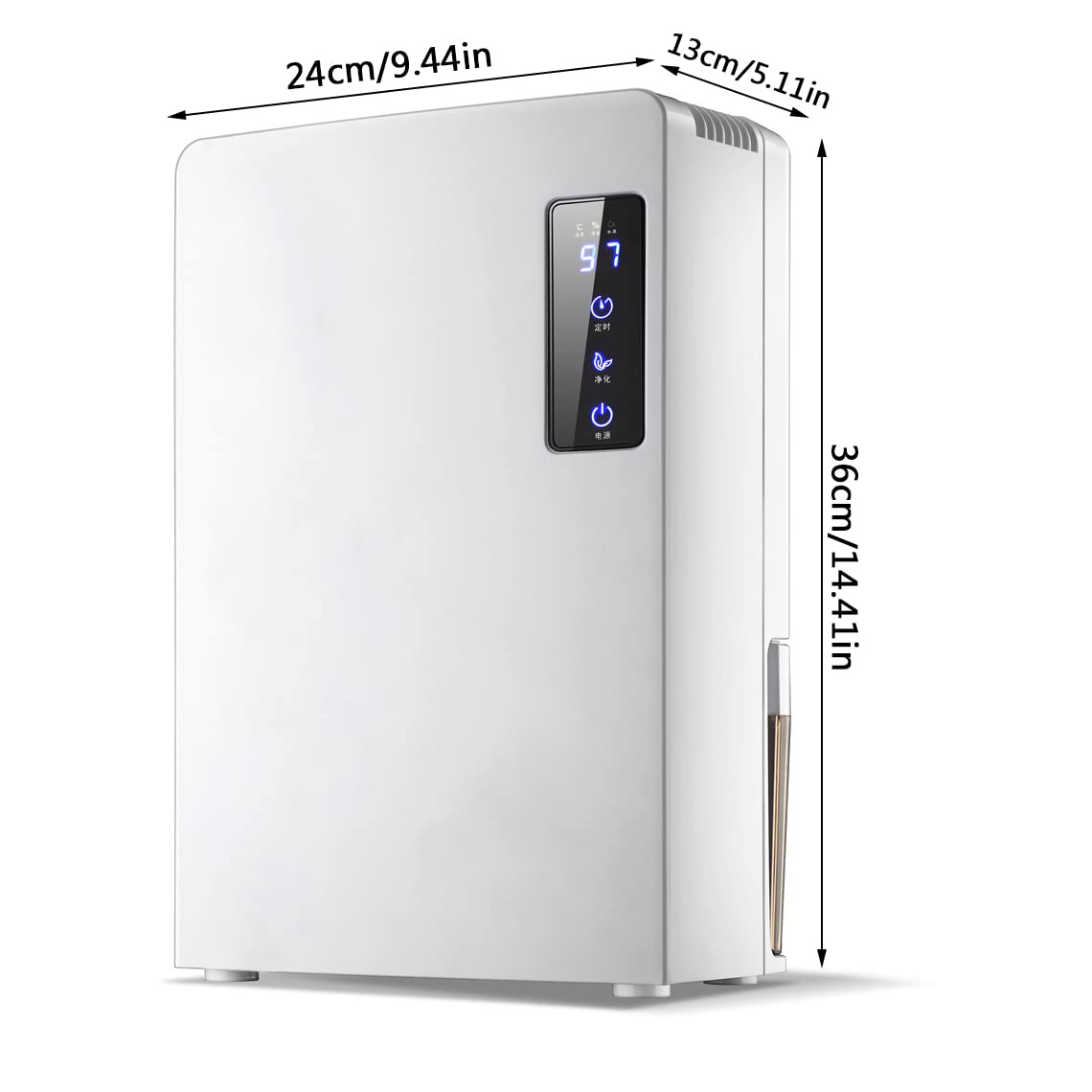 Elektryczny osuszacz do domu wilgotnego, przenośny osuszacz 2200ml z ekranem dotykowym LED i podwójnym systemem odwadniania do łazienki szafa garderoba RV sypialnia garaż