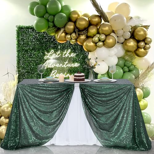 Image of B-COOL Sequin Tablecloth Glitter Birthday Table Cloth Sparkly Shimmer for Rectangle Table Cloth 90 x 90 Inches Overlay Cloths for Party Supplies Event Wedding Decorations