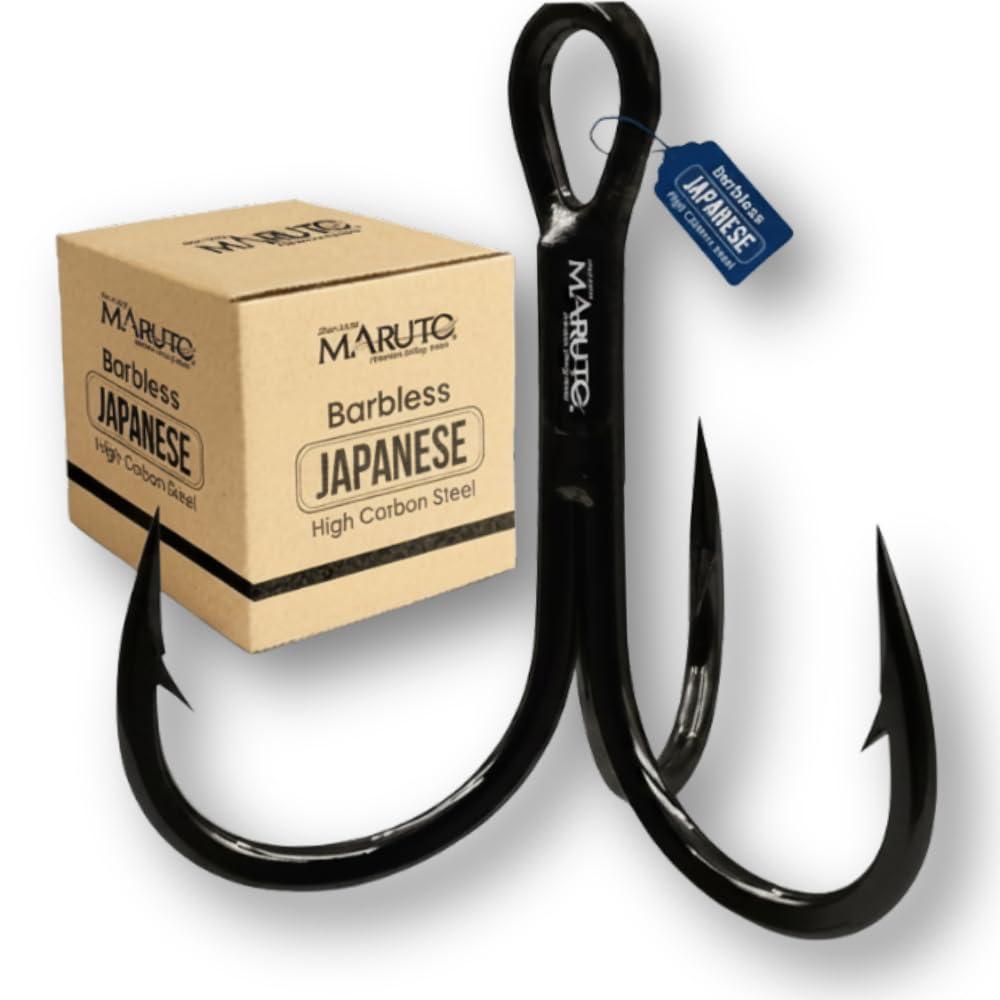 Maruto Barbed Fishing Hooks - Treble Fishing Hooks Sharp Strong Japanese High Carbon Treble Hooks