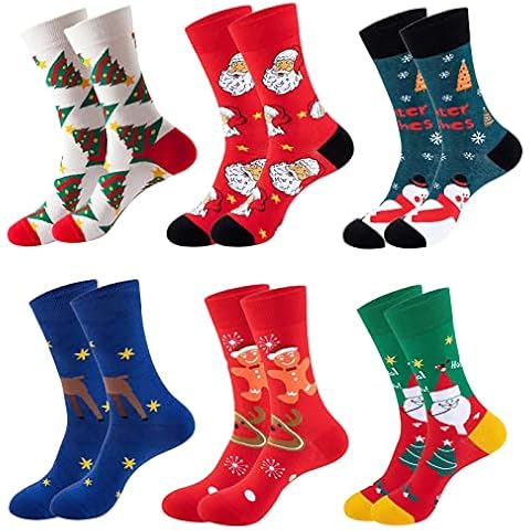 6 Pairs Christmas Socks for Women Ladies Xmas Socks Novelty Funny Winter Warm Socks for Family Women's Christmas Gifts Cover