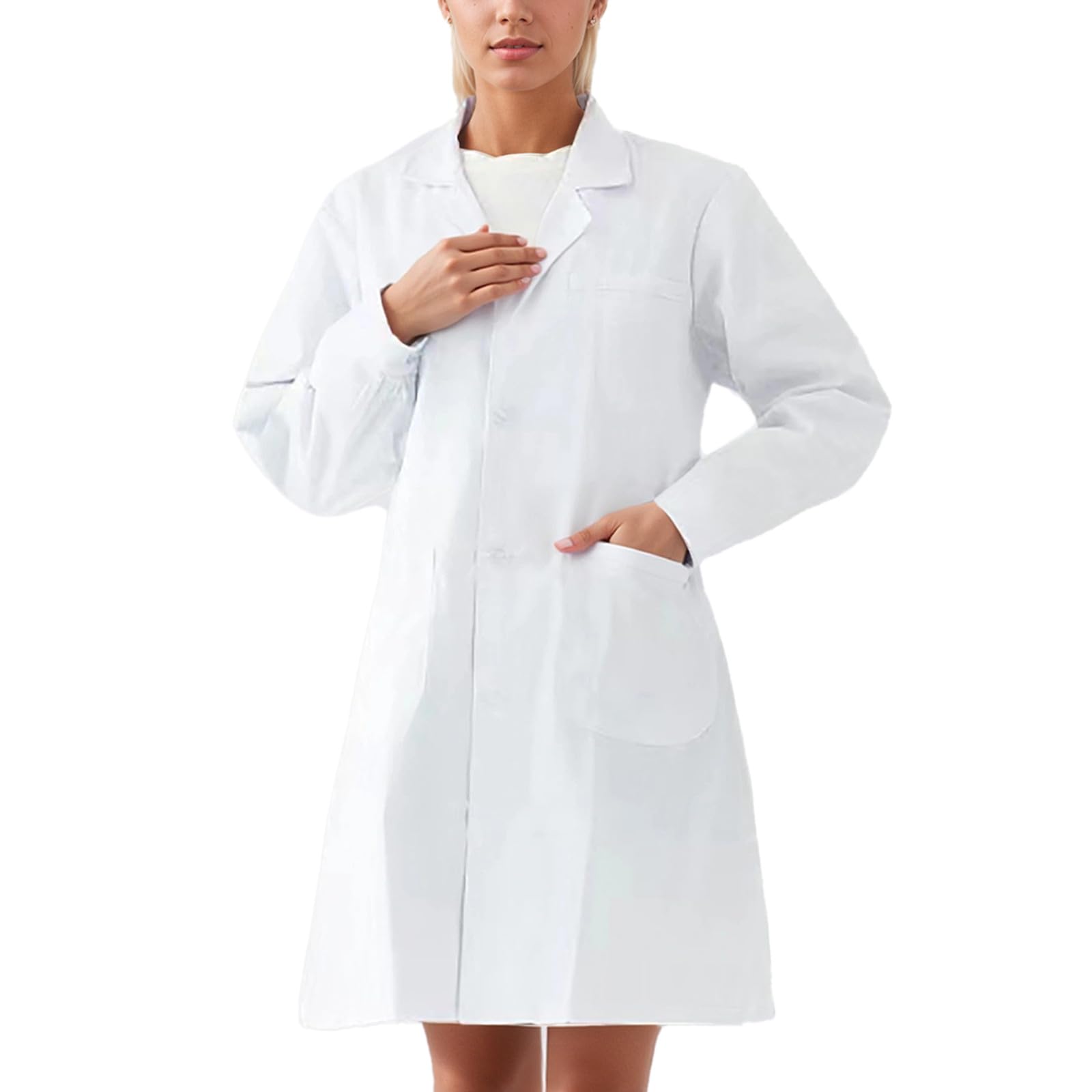 Generisch Bata de laboratorio para hombre de tela duradera con mangas largas con botones delanteros para requisitos profesionales