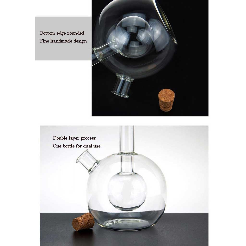 Botella de Vidrio dispensador de Aceite y vinagre, Botellas dispensadoras de Aceite y vinagre de Vidrio 2 en 1, Paquete de 1 con Tapa de Corcho, 6,3 Pulgadas, 4 Modelos(A Model)