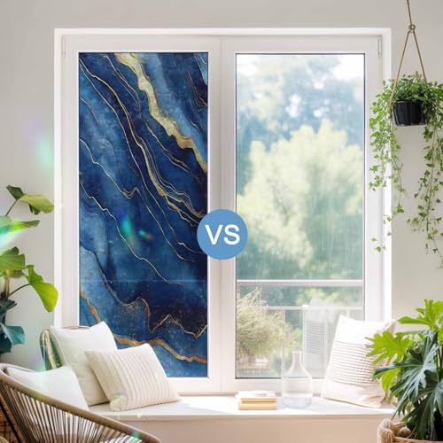 Vinilo decorativo para ventana con textura azul marino 17.7x78.7in miniatura 6