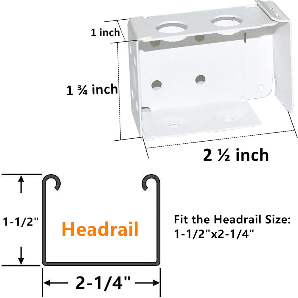 Cutelec 2pcs Box Mounting Bracket for Low Profile Blinds 2inch White Color Window Blinds Headrail Holder Bracket