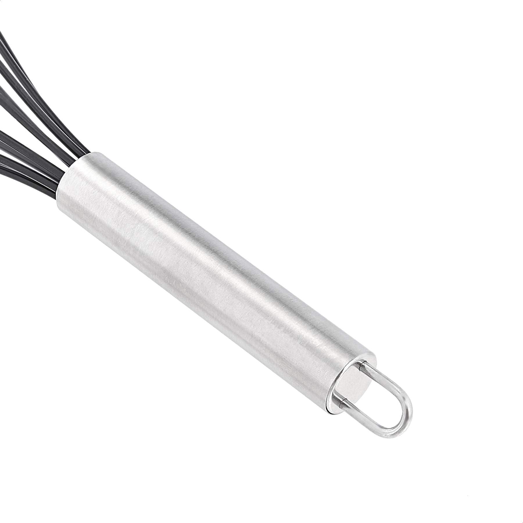 Amazon Basics Stainless Steel and Silicone Non-Stick Coated Whisk Set, 8", 10", and 12", Pack of 3, Black (Previously AmazonCommercial brand) - Image 4