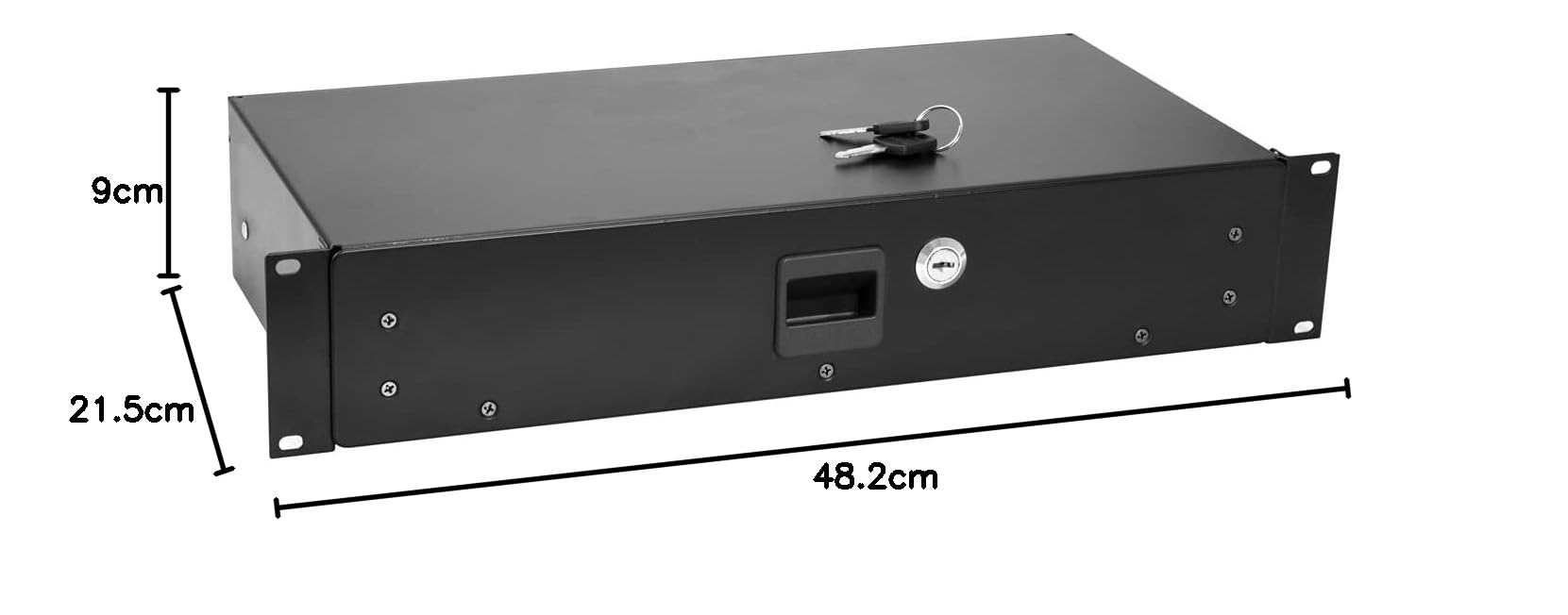 OMNITRONIC Rackschublade SN-2 Rackschublade mit Schloss 2HE | Abschließbare Schublade für 19" Racks