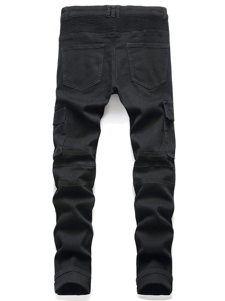 Herren Destroyed Stretch Jeans Coole Schwarze Jeans Skinny Ripped Slim Fit Hip Hop Hose Mit Löchern Für Männer Reißverschluss Jeans Vintage Party Freizeithose