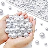 Towenm 20MM White No Hole Pearls for Crafting, 70PCS Big Size Vase Filler Pearl Beads, Faux ABS Round Pearls for Floating Candles Centerpieces Vases Makeup Brush Holder, Jewelry Making, Clothes