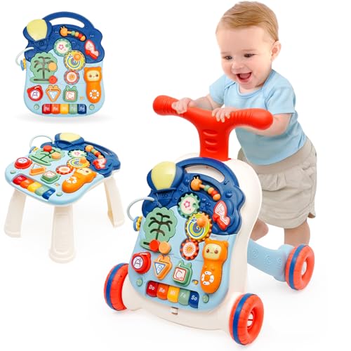 2 En 1 Para Sentarse Y Estar De Pie Para Bebé, Andador Bebe Con Regulador De Velocidad,Tablero De Juego Extraíble,Juguete De Aprendizaje Musical Para Bebés De 9 A 36 Meses