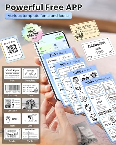 Label Makers, Label Maker Machine with Tape, Bluetooth Label Maker, Portable Thermal 2 Inch Label Printer for Small Business, Barcode, Address, Logo, Clothing, Sticker Printer for Phones & PC - Image 4