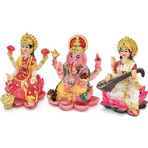Estatuas Laxmi Ganesha Saraswati 2.5 in para Auto miniatura 1
