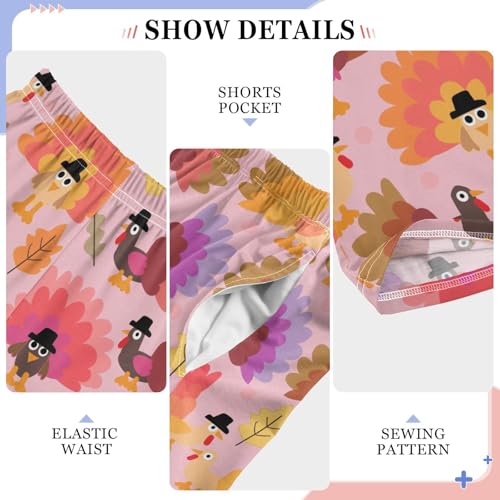 ZZXXB Autumn Maple Turkey Boys Long Pants Soft Trousers Elastic Waist Kids Lounge Bottoms with Pockets S-XL4