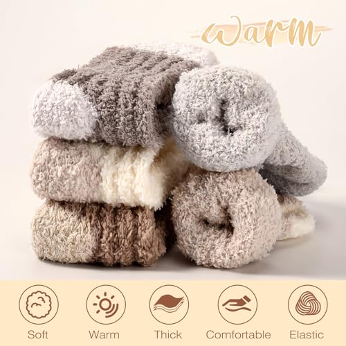 Image of Premillow Fuzzy Socks for Women, Winter Warm & Cozy Fluffy Socks Womens Ultra Soft Sleeping Slipper Sock for Women Gifts
