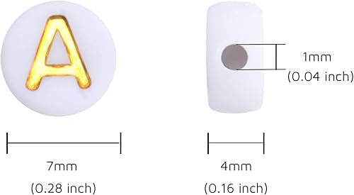 Miniatura 3 de 100 cuentas de letras redondas blancas de 0.157 x 0.276 pulgadas (0.157 x 0.276 in), cuentas de letras A para hacer joyas, pulseras, collares,