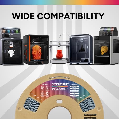 Image of OVERTURE PLA Filament 1.75mm, Neatly Wound 3D Printer Filament 1kg Spool (2.2lbs), Dimensional Accuracy + /- 0.02 mm, Fit Most FDM 3D Printers (Metallic Grey)