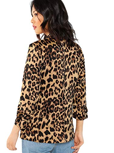 Floerns Women's Long Sleeve Open Front Leopard Print Blazer Multicolor-3 M
