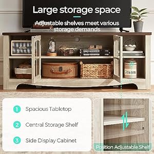 Linsyhomefarmhousetvstandfor65inchtvwoodentertainmentcenterwithglassdoorstoragecabinetadjustableshelveslargesturdytvconsoletableforlivingroombedroom Urban Country Home Decor Linsy home farmhouse tv stand for 65 inch tv wood entertainment center with glass door storage cabinet adjustable shelves large sturdy tv console table for living room bedroom urban country home decor