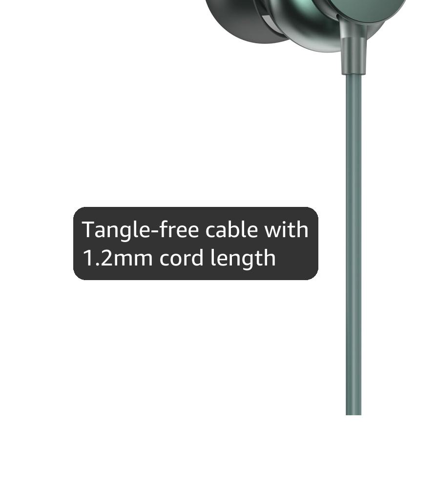 Ambrane Stringz 38 Wired Headphones with Mic, Powerful HD Sound with High Bass, Tangle Free Cable, Comfort in Ear Fit, 3.5mm Jack (Green), Normal