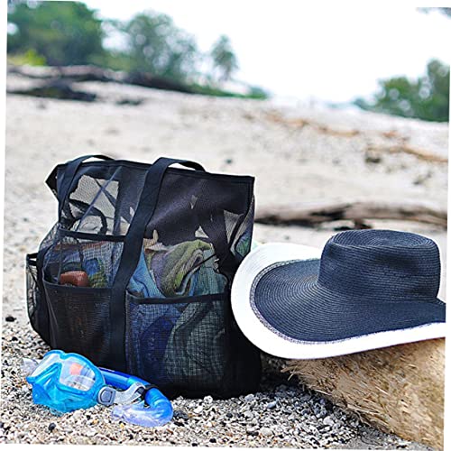 Mobestech Portable Mesh Beach Tote Bag Black Water Resistant Storage for Clothes Bath Essentials for Travel Family Outings4